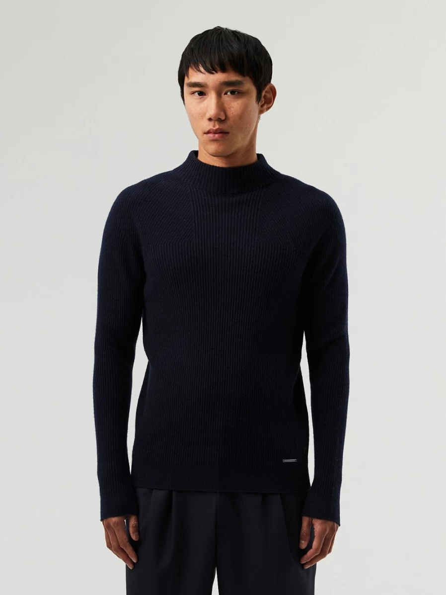 AlphaTauri Men's Navy Cashmere-Blend Seamless 3D Knit Turtleneck Sweater