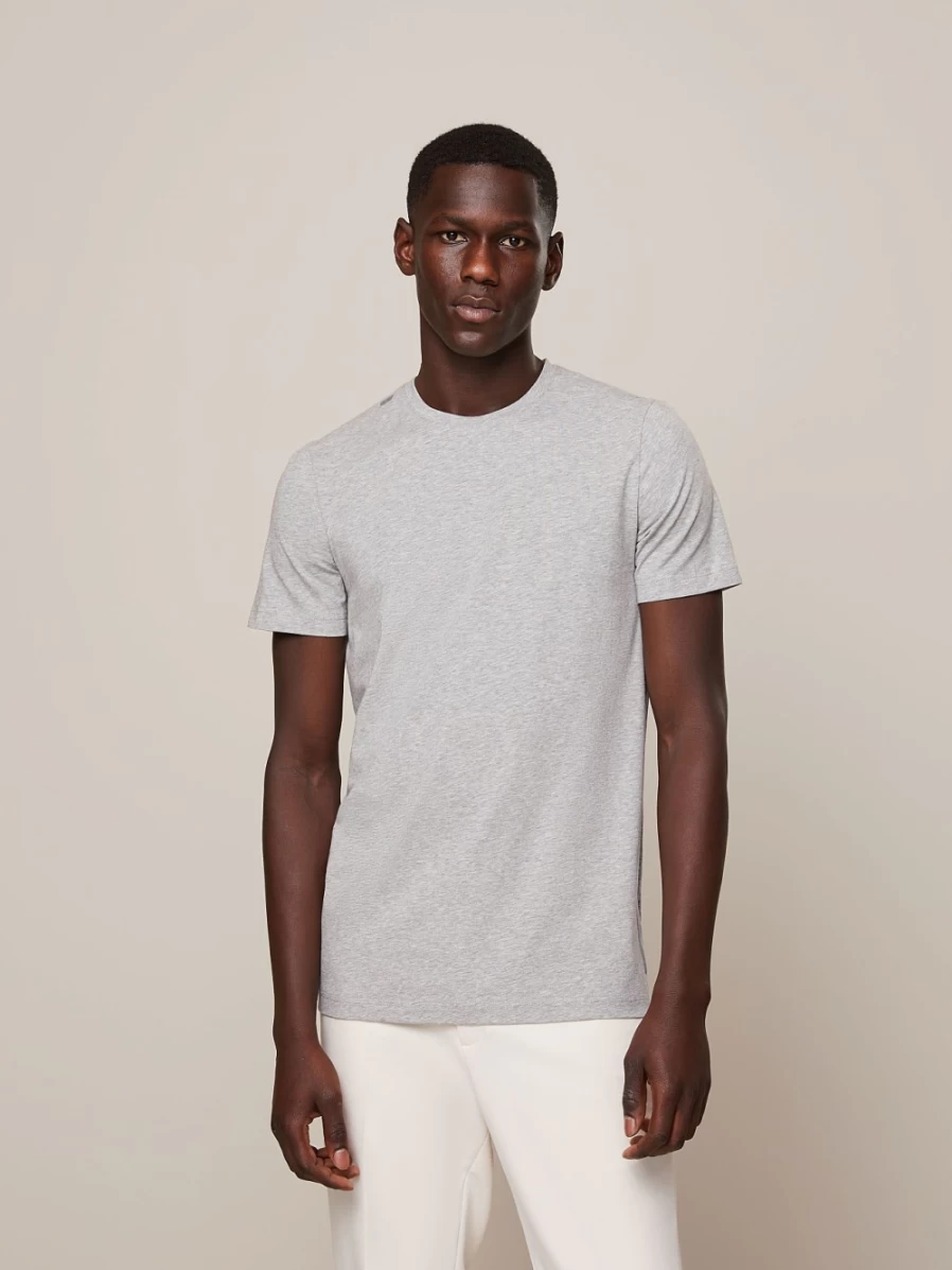 AlphaTauri Men's Classic Taurex® Crewneck T-Shirt - Grey Melange Cotton Casual Tee
