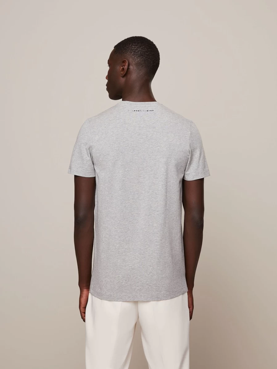 AlphaTauri Men's Classic Taurex® Crewneck T-Shirt - Grey Melange Cotton Casual Tee