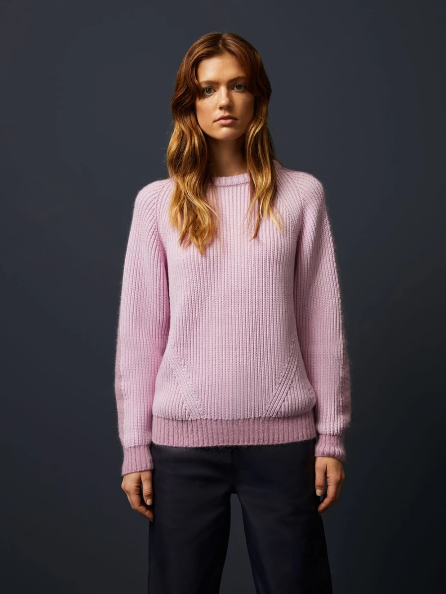 AlphaTauri Women's Pale Lilac Chunky Knit Mohair-Merino Wool Crewneck Sweater