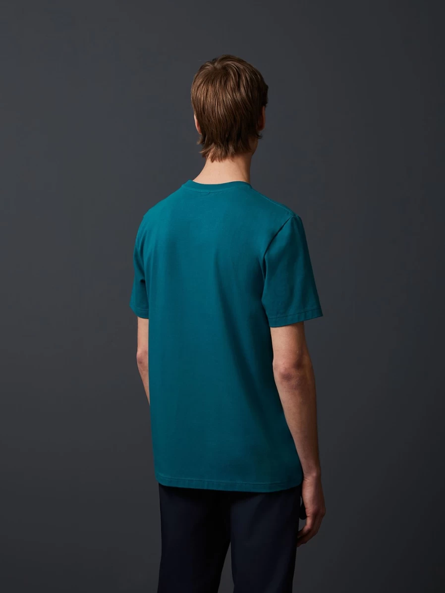 AlphaTauri Men's Petrol Color Flock Print T-Shirt