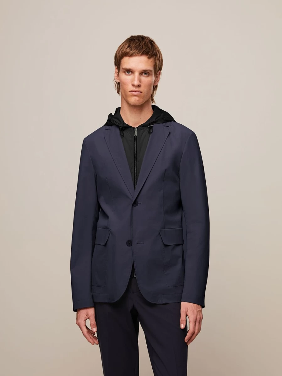 AlphaTauri Men's Navy Packable Water-Resistant Travel Blazer for Outdoor & Business