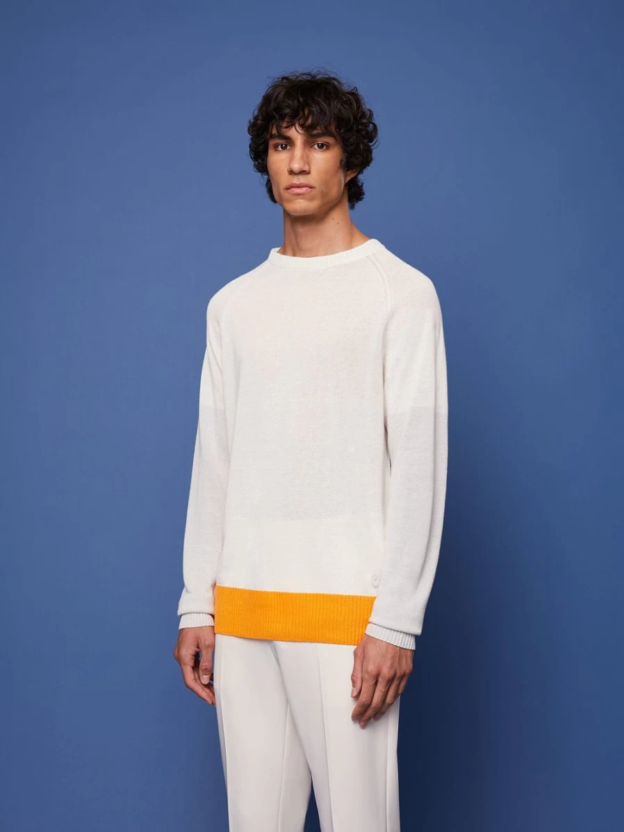 AlphaTauri Men's Ivory Knit Crewneck Sweatshirt - Soft Casual Pullover