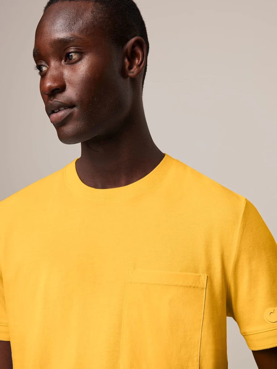 AlphaTauri Men's Warm Yellow Garment-Dyed Cotton T-Shirt