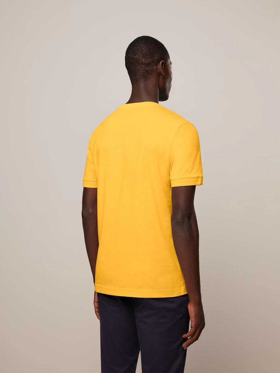 AlphaTauri Men's Warm Yellow Garment-Dyed Cotton T-Shirt