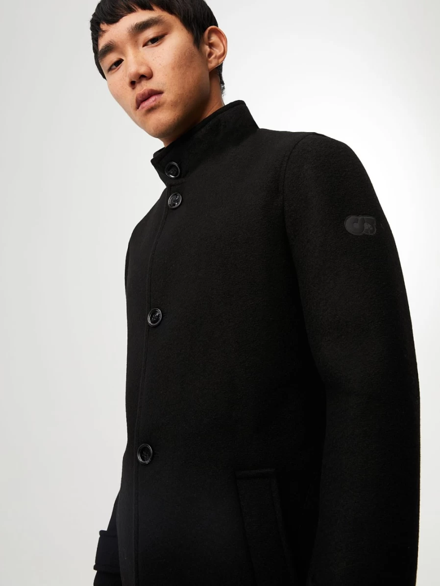 AlphaTauri Men's Black Bonded Wool Coat - Premium Winter Outerwear