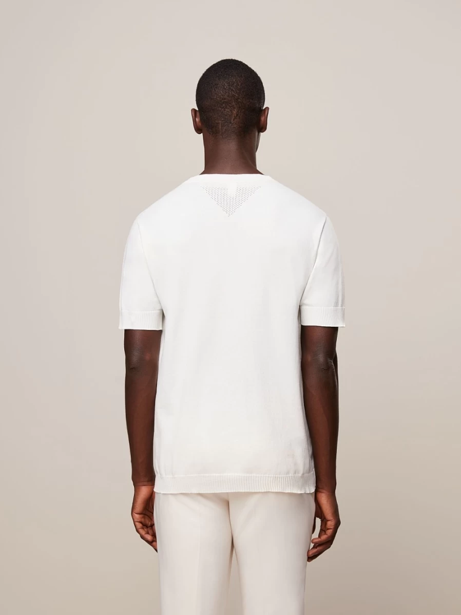 AlphaTauri Men's Ivory Seamless 3D Knit Performance T-Shirt
