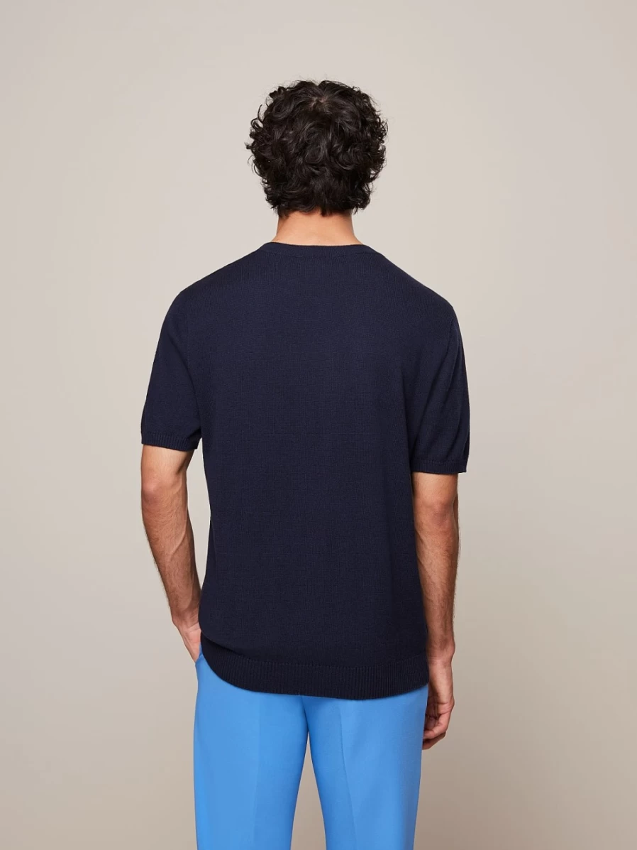 AlphaTauri Men's Navy Seamless 3D Knit Merino-Blend T-Shirt