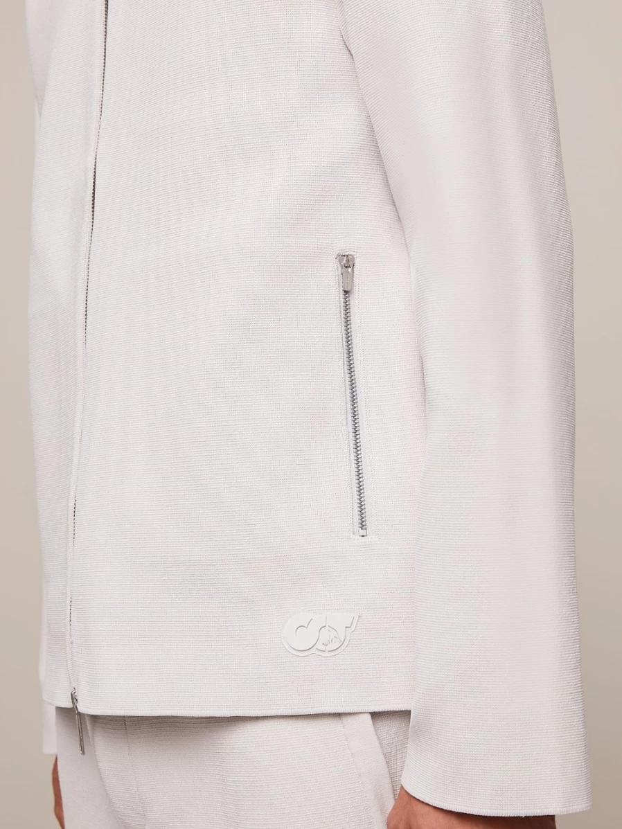 AlphaTauri Men's Off White Water-Repellent Milano Rib Knit Jacket