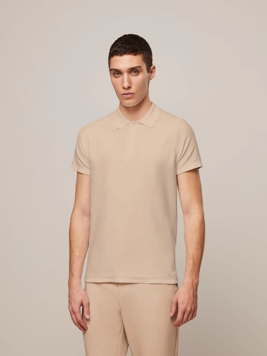 AlphaTauri Men's Sand Performance Knit Polo Shirt
