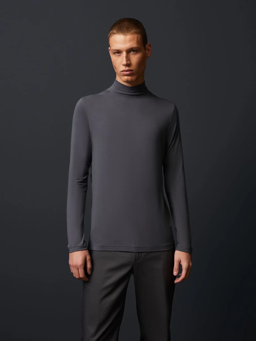 AlphaTauri Men's Grey Turtleneck Long Sleeve T-Shirt