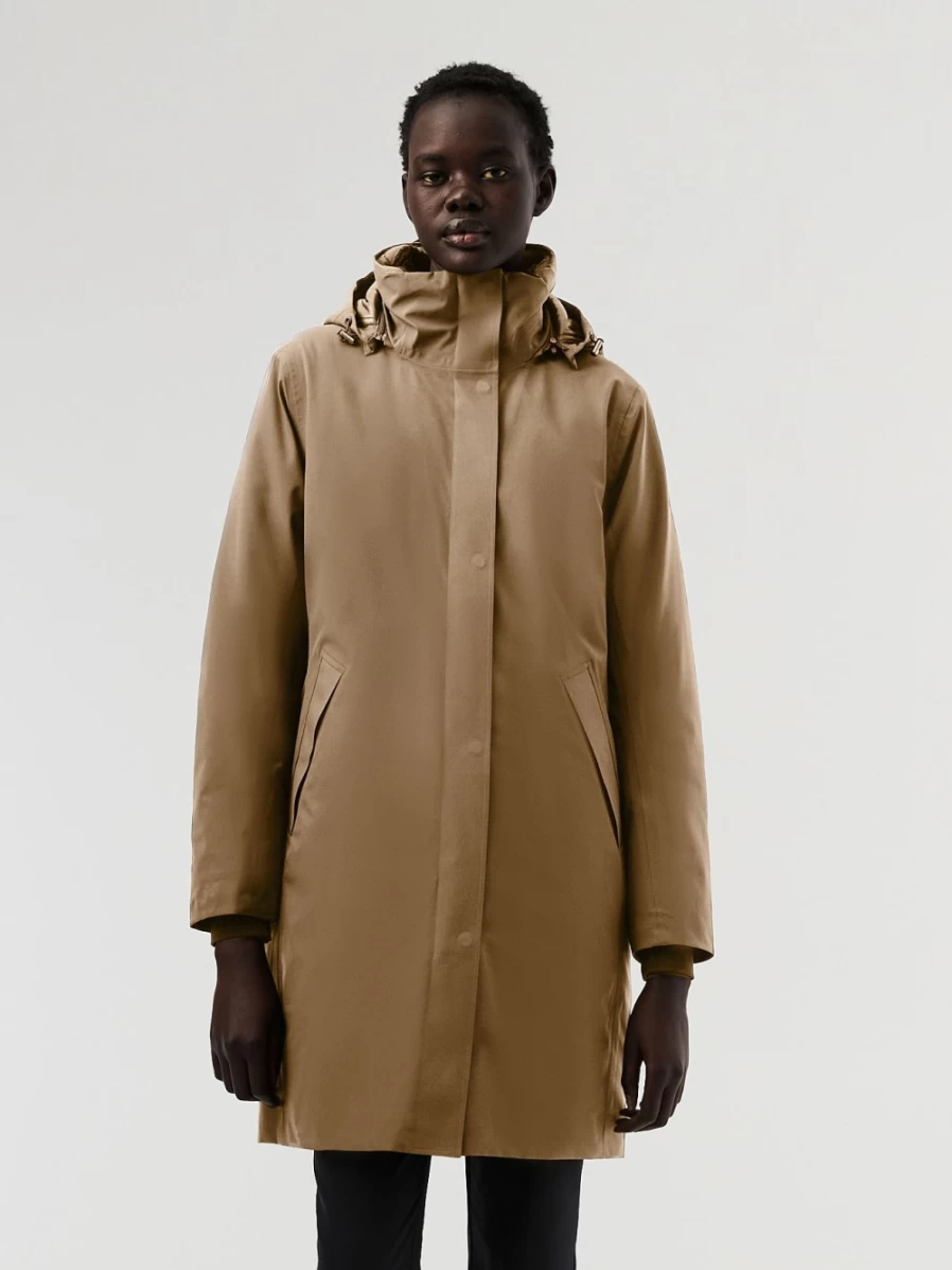 AlphaTauri Women's Waterproof Taurobran® Packable Parka Jacket in Brown/Beige