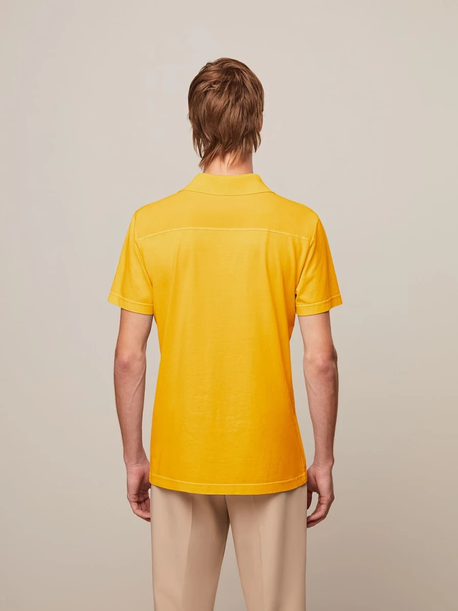 AlphaTauri Men's Warm Yellow Garment-Dyed Cotton V-Neck T-Shirt