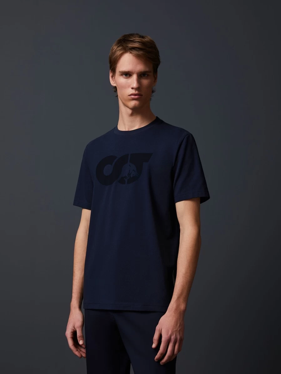 AlphaTauri Men's Navy Flock Print T-Shirt