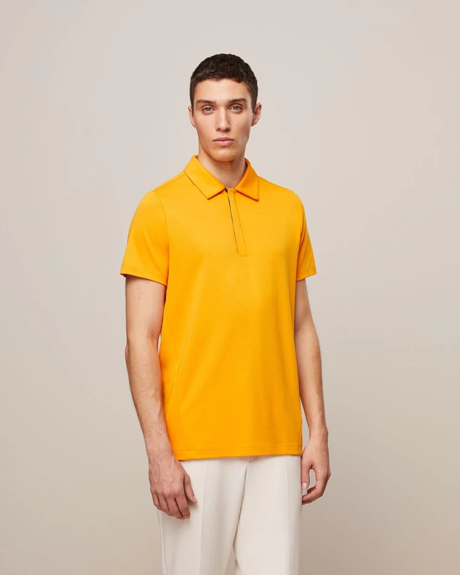 AlphaTauri Men's Warm Yellow Jersey Polo Shirt - Classic Fit Casual Top