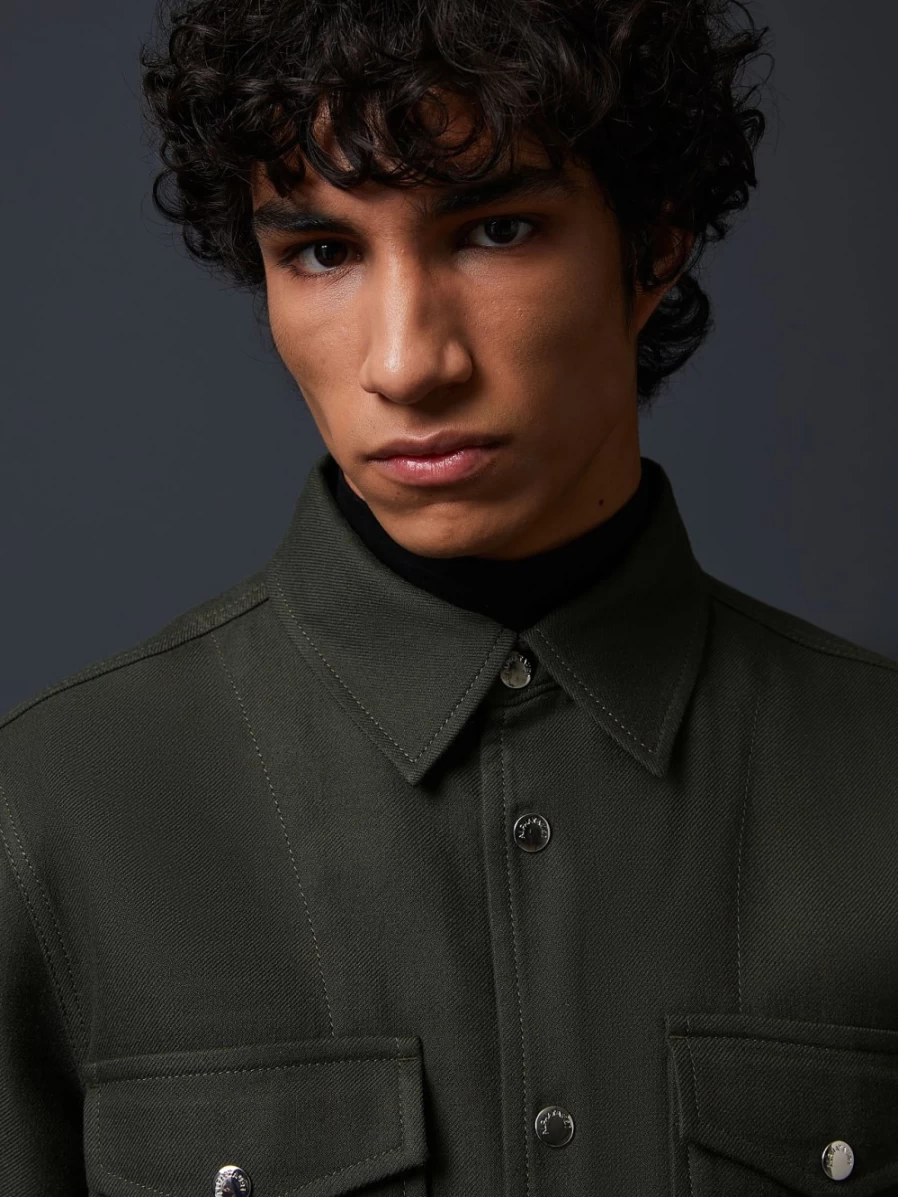 AlphaTauri Men's Green Wool Overshirt - Premium Casual Wear