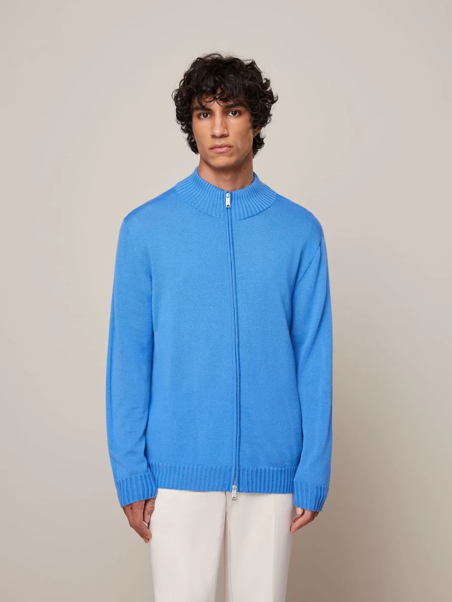 Men's AlphaTauri Sky Blue Seamless 3D Knit Jacket with Cashmere & Coolmax® Blend