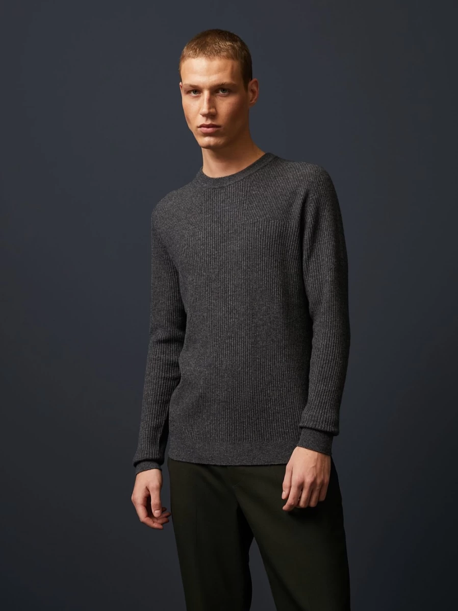 AlphaTauri Men's Grey Cashmere-Blend Crewneck Sweater - Soft Seamless Knit