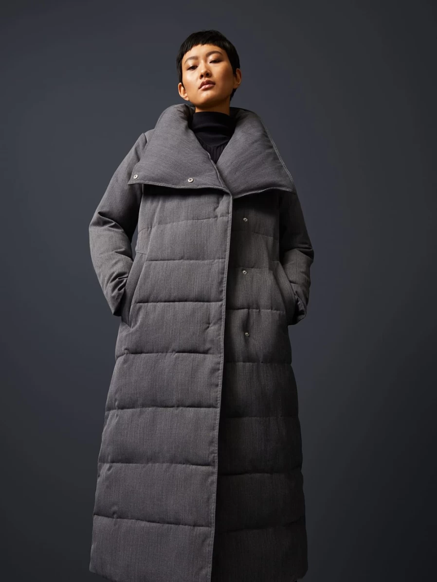 AlphaTauri Women's Grey Primaloft® Maxi Puffer Coat - Warm Winter Jacket