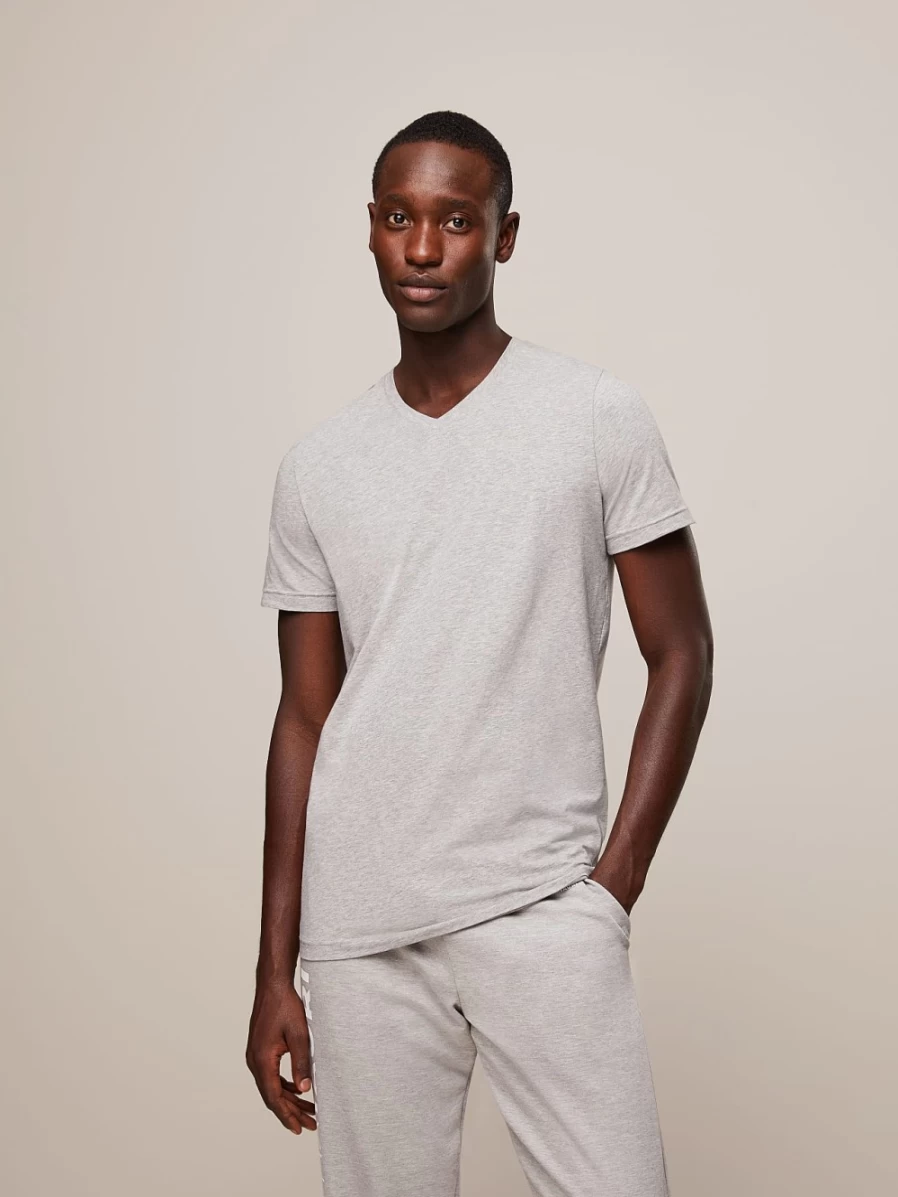 AlphaTauri Men's Classic Taurex® V-Neck T-Shirt - Grey Melange Casual Tee