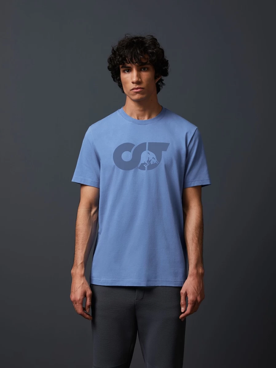 AlphaTauri Men's Medium Blue Flock Print T-Shirt