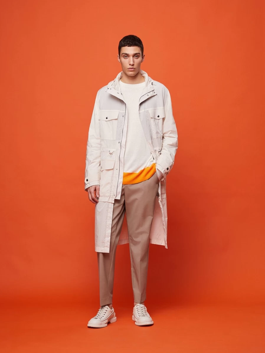 AlphaTauri Men's Off White Water-Resistant Summer Parka – Lightweight Windproof Jacket