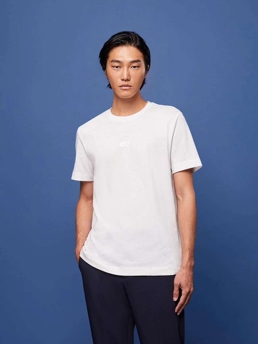 AlphaTauri Men's Ivory Oversized Logo T-Shirt - Casual Cotton Tee