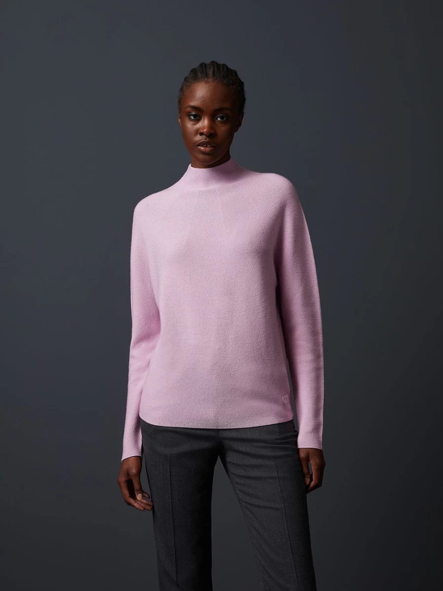 AlphaTauri Women's Pale Lilac Seamless 3D Knit Mockneck Sweater