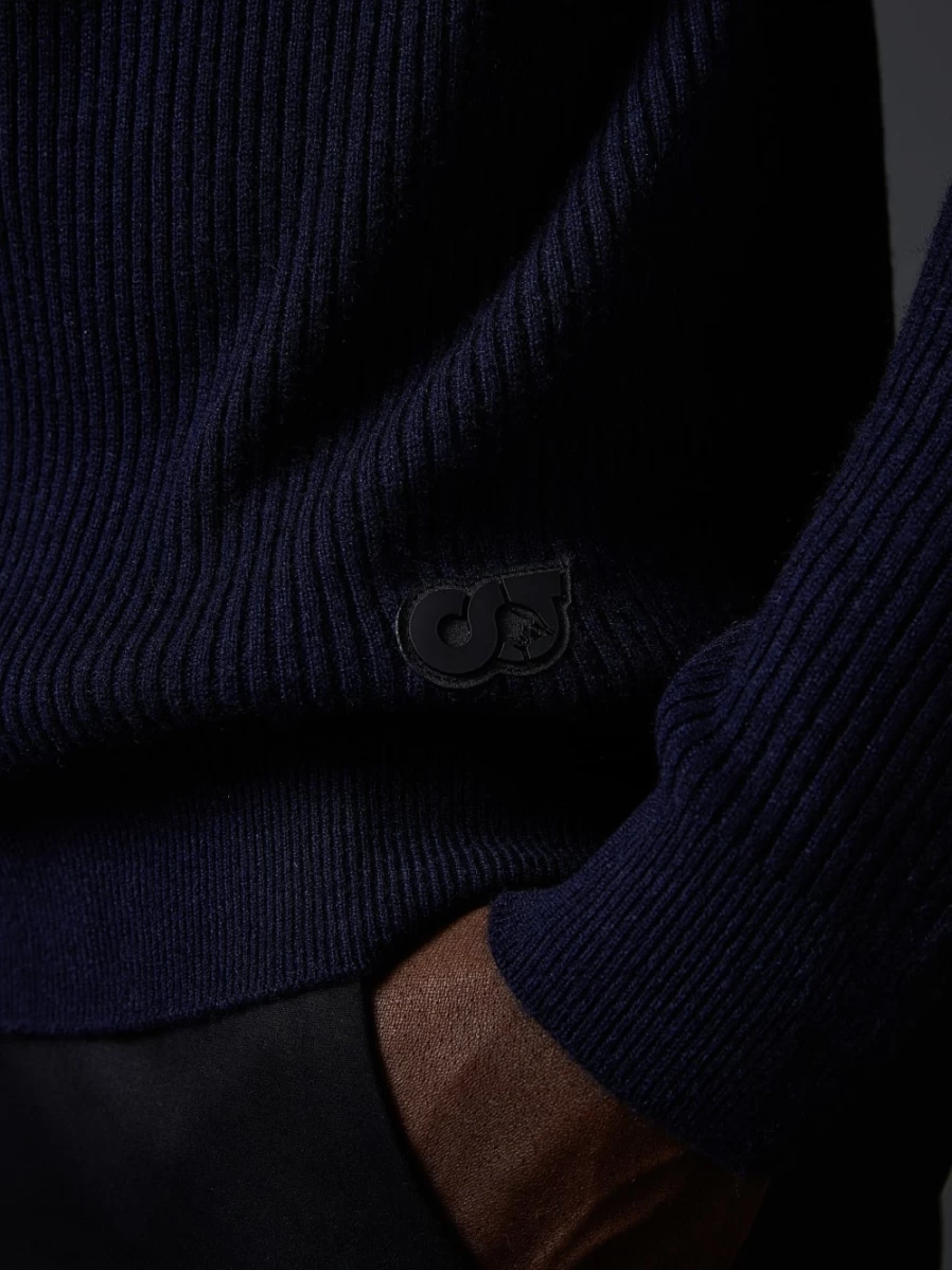 AlphaTauri Men's Navy Cashmere-Blend Seamless 3D-Knit Turtleneck Sweater