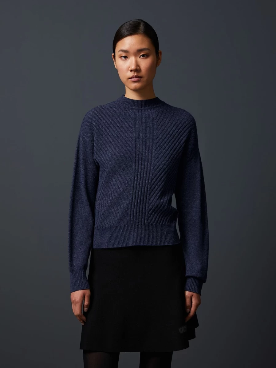 AlphaTauri Women's Navy Cashmere-Blend Seamless Crewneck Sweater