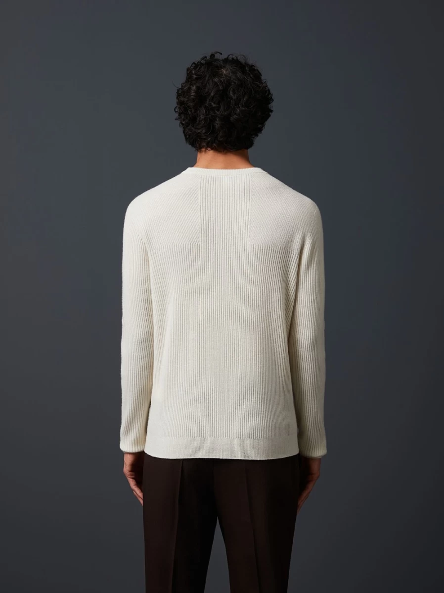 AlphaTauri Men's Off White Seamless Cashmere-Blend Crewneck Sweater