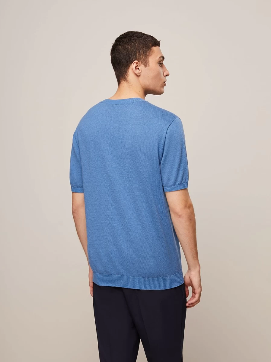 AlphaTauri Men's Sky Blue Seamless 3D Knit Merino-Blend T-Shirt