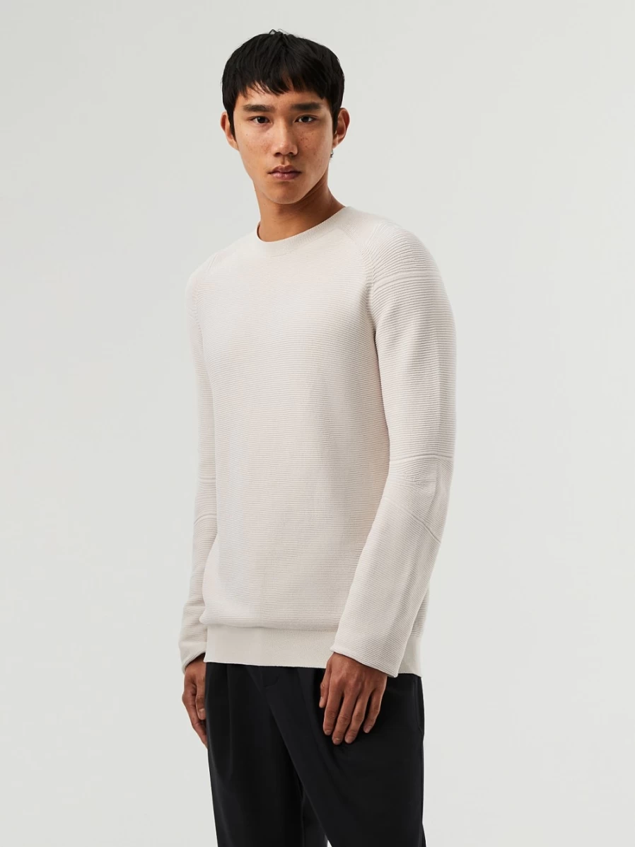 AlphaTauri Men's Off White Seamless 3D Performance Knit Crewneck Sweater