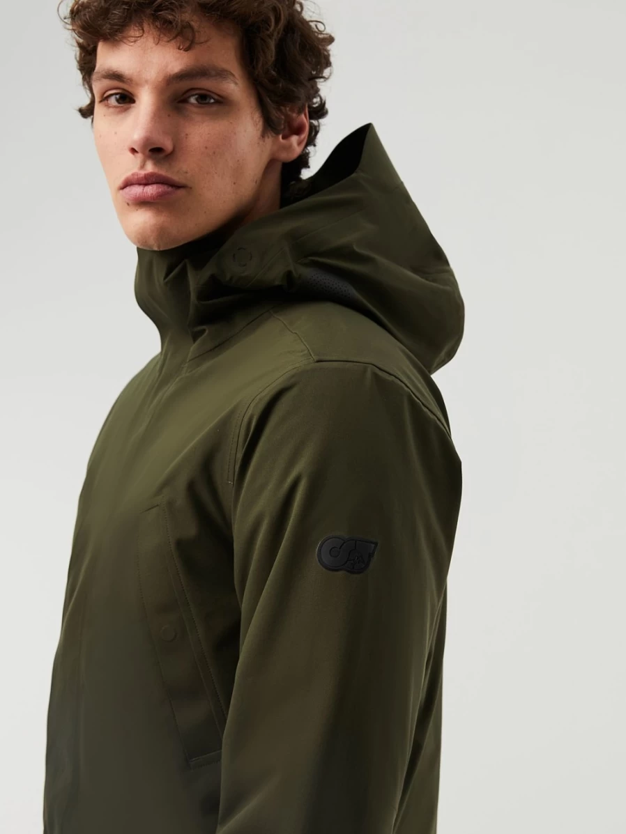 AlphaTauri Men's Dark Green Waterproof Taurobran® Packable Parka Jacket