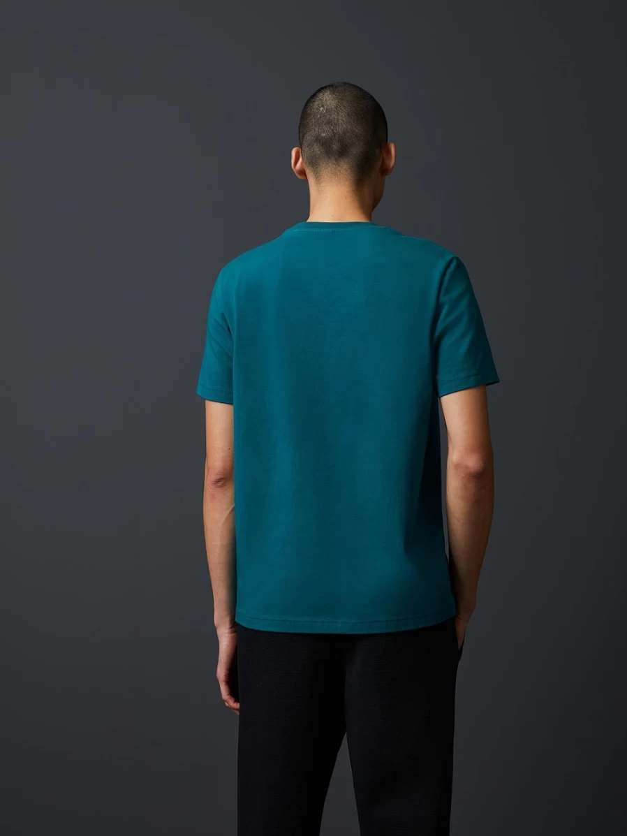 AlphaTauri Men's Petrol Color Logo Print T-Shirt