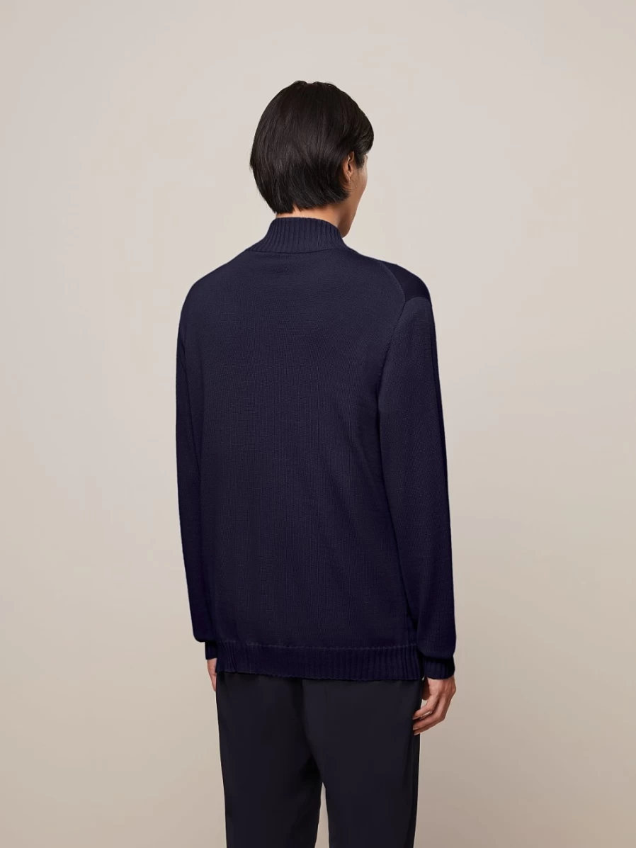 AlphaTauri Men's Navy Seamless 3D Knit Jacket - Cashmere & Coolmax® Blend for Comfort