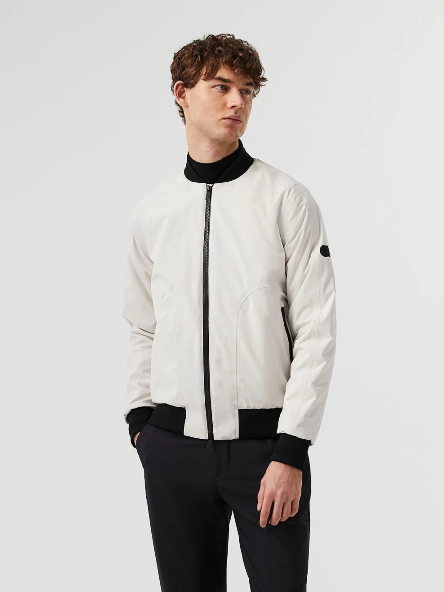 AlphaTauri Men's Chalk Waterproof Taurobran® Bomber Jacket