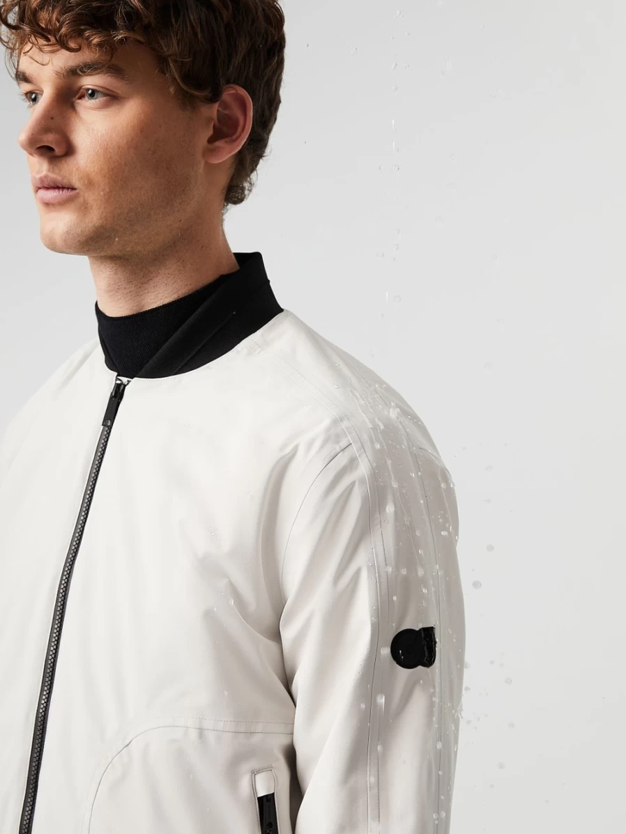 AlphaTauri Men's Chalk Waterproof Taurobran® Bomber Jacket