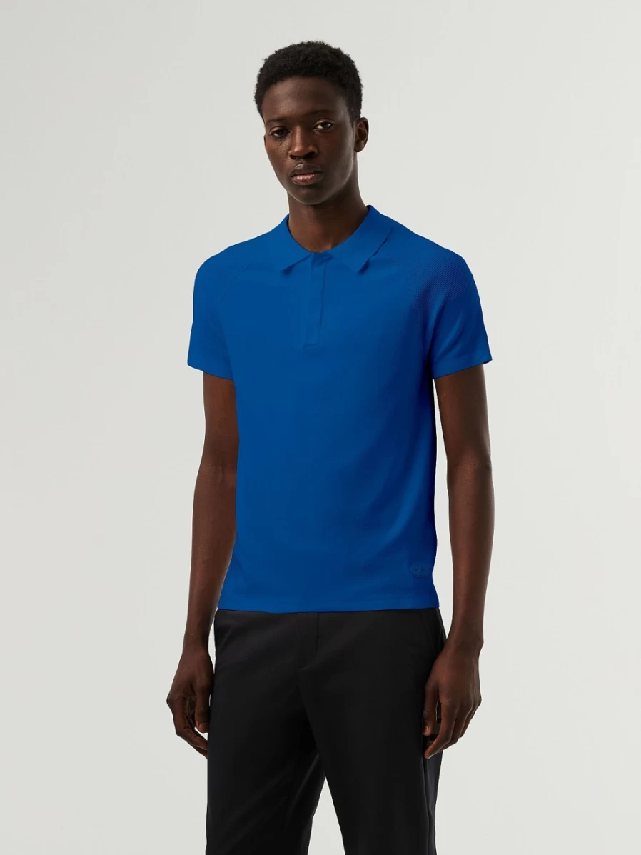 AlphaTauri Men's Classic Blue Performance Knit Polo Shirt – Breathable & Comfortable