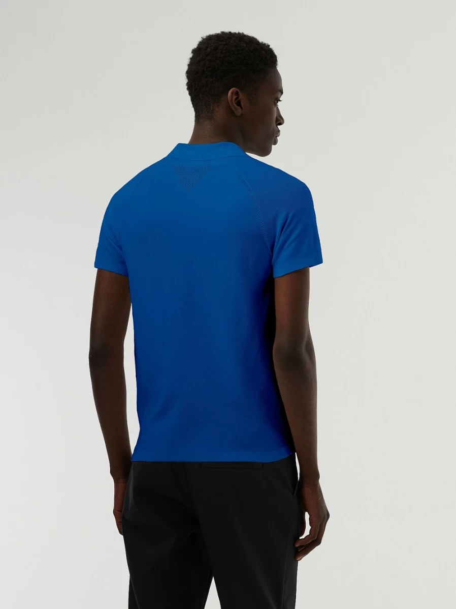 AlphaTauri Men's Classic Blue Performance Knit Polo Shirt – Breathable & Comfortable