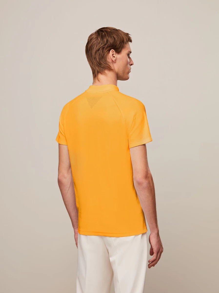 AlphaTauri Men's Performance Knit Polo Shirt in Warm Yellow - Breathable & Comfortable Golf & Casual Wear