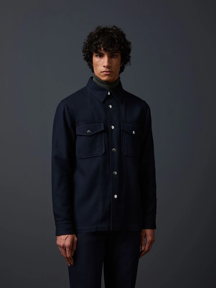 AlphaTauri Men's Navy Wool Overshirt - Premium Casual Jacket for Men