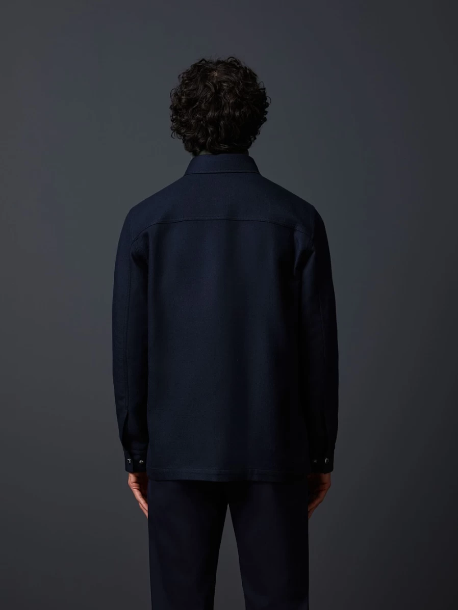 AlphaTauri Men's Navy Wool Overshirt - Premium Casual Jacket for Men