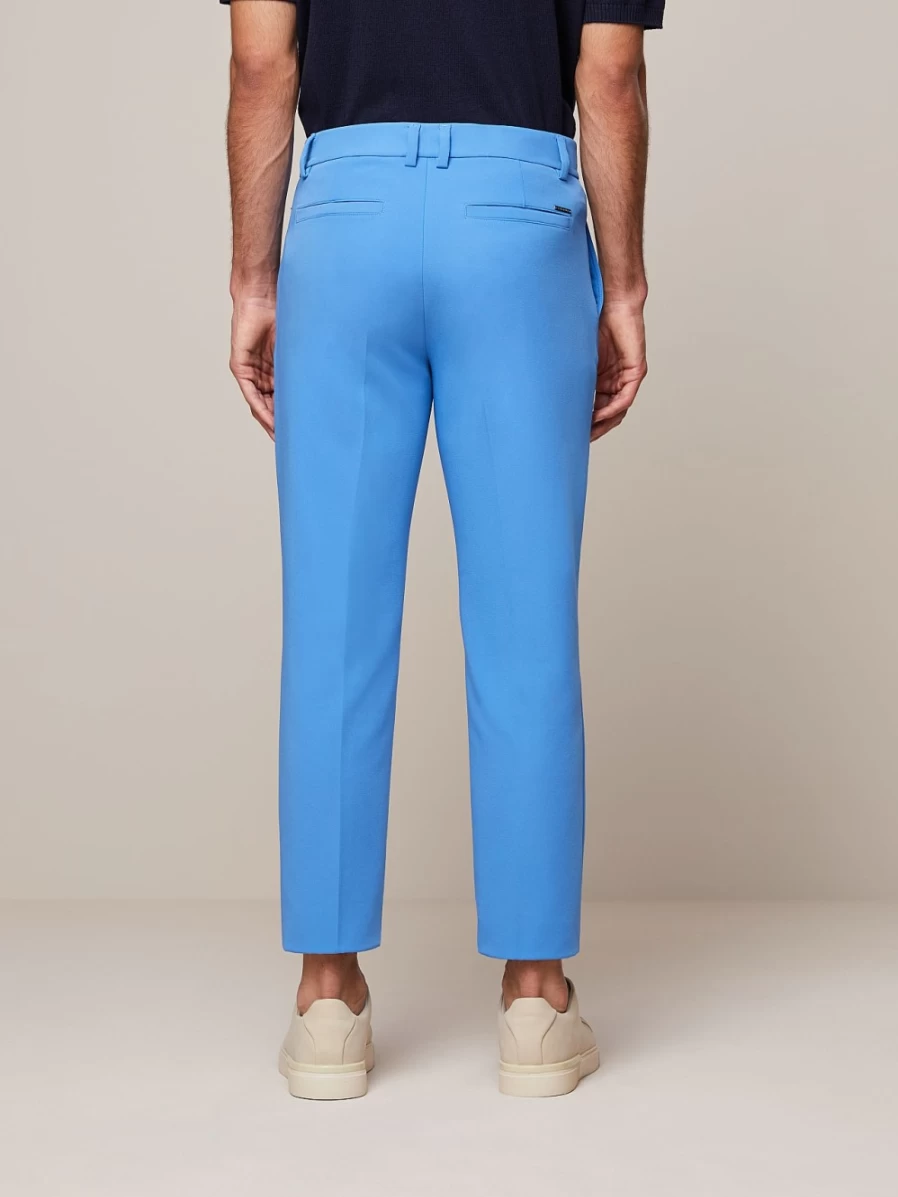 "AlphaTauri Men's Sky Blue Tapered Pleated Pants"