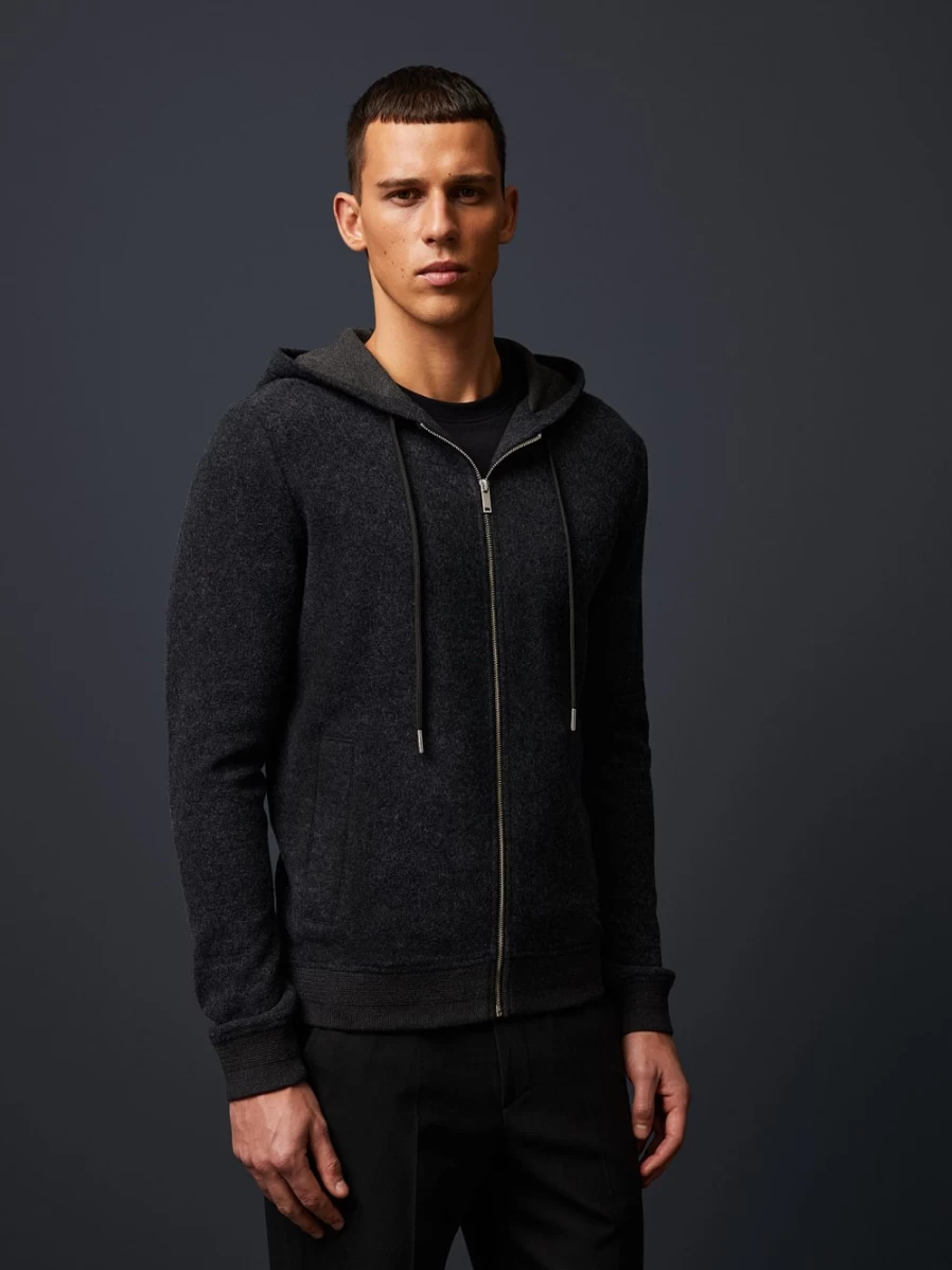 AlphaTauri Men's Grey Flannel Sweat Jacket - Soft Casual Warm Fleece Lined Coat