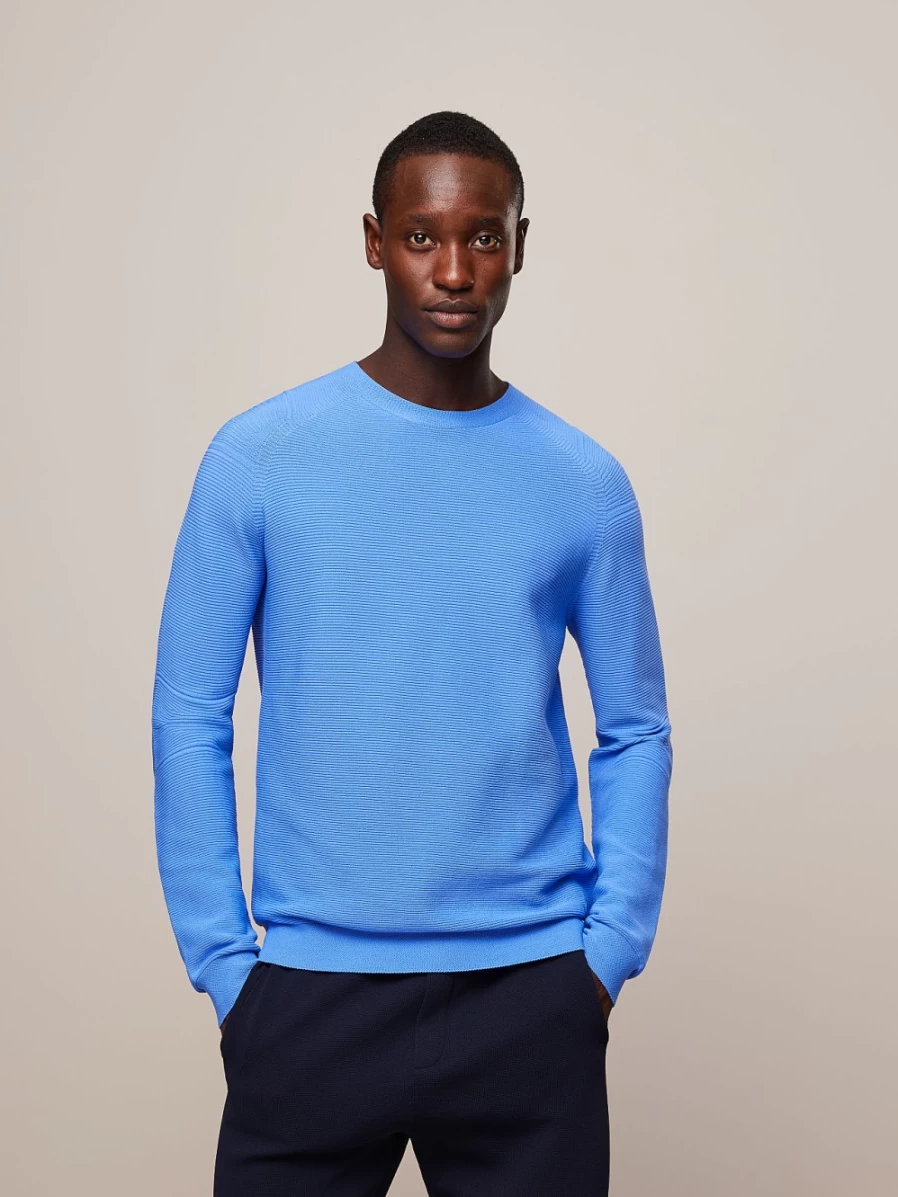 AlphaTauri Men's Sky Blue Seamless 3D Performance Knit Crewneck Sweater