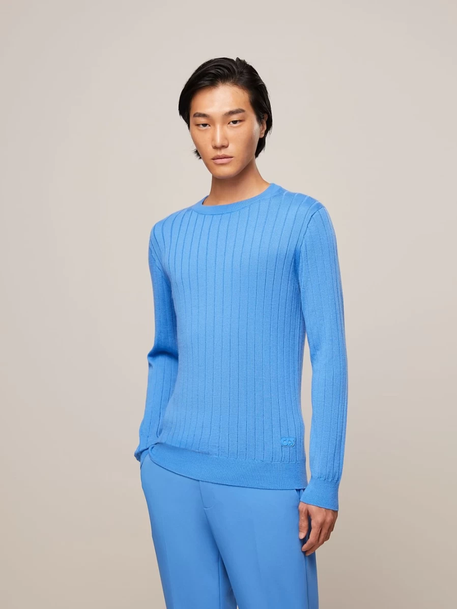 AlphaTauri Men's Sky Blue Seamless 3D Knit Cashmere-Coolmax® Sweater