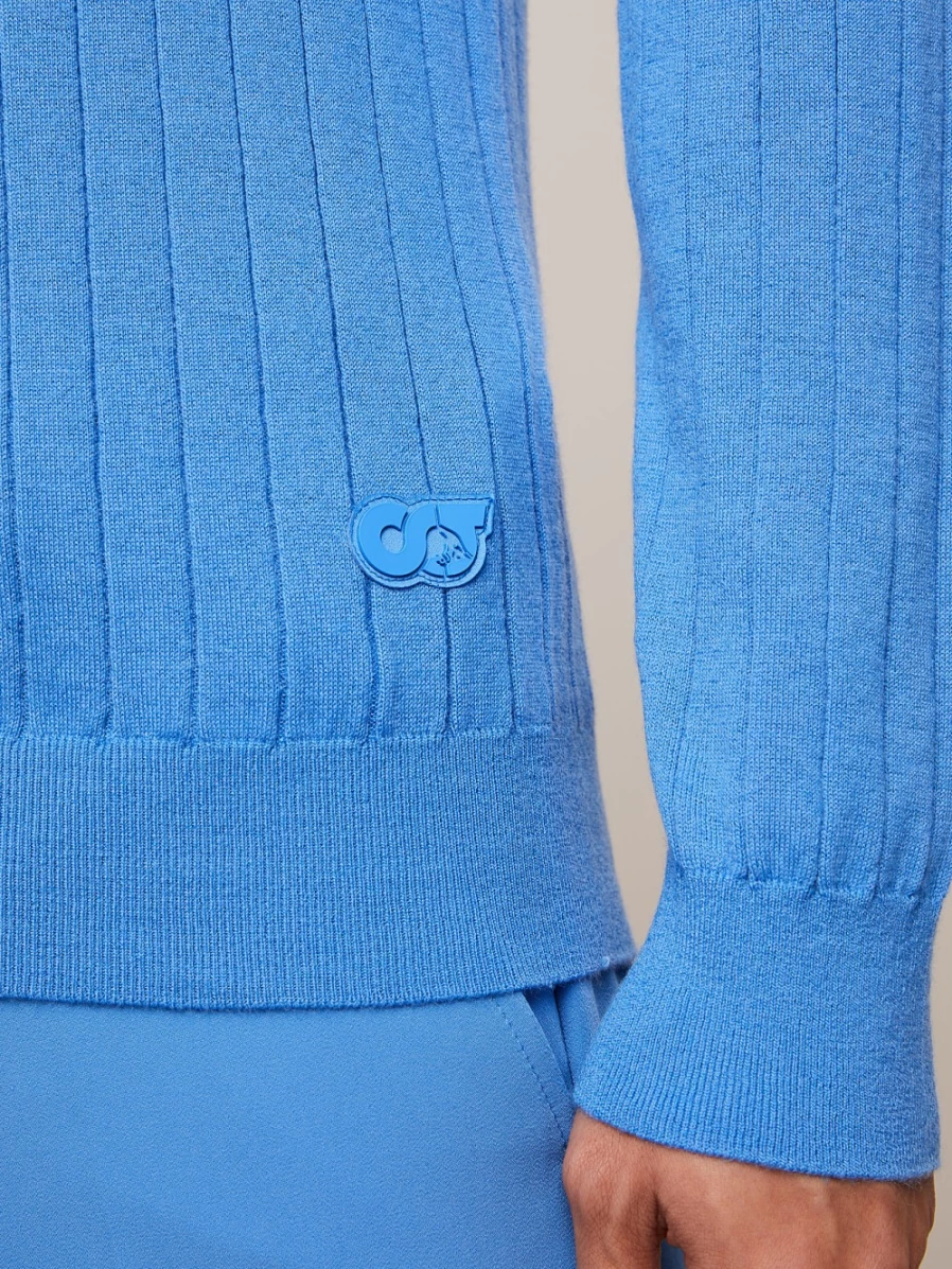 AlphaTauri Men's Sky Blue Seamless 3D Knit Cashmere-Coolmax® Sweater