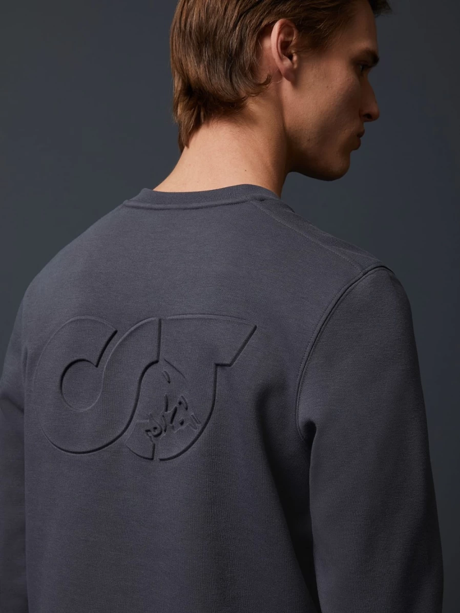 AlphaTauri Men's Grey Heavyweight Logo Embroidered Sweat Jacket