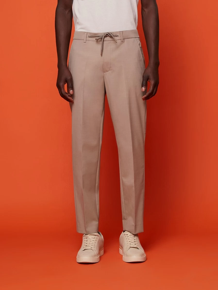 AlphaTauri Men's Lightweight Wool-Mix Pants in Sand Color